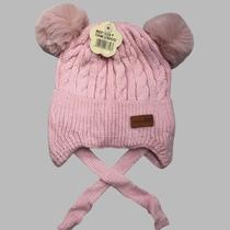 Gorro/Touca Infantil com dois pompom Amarrar liso Forrada Por Dentro para o inverno menino e menina moda novo 2023