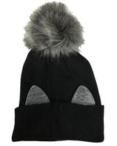 Gorro Touca Infantil Com Orelha De Gatinho e Pompom Quentinho Inverno Unissex Menino Menina Frio