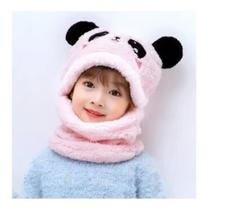 Gorro Touca Urso Panda Fofo Infantil Meninas C/ Cachecol