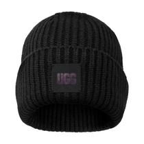 Gorro UGG Feminino Preto - Modelo Chunky Rib com Logotipo