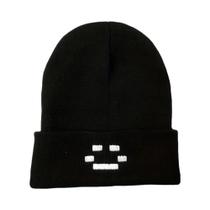 Gorro Unissex Bordado Em Tricô Quente Vermelho E Preto Moda Outono Inverno