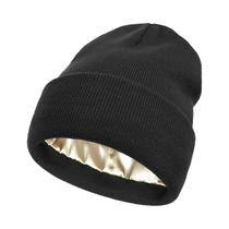Gorro Unissex De Inverno Com Forro De Cetim, Forro De Seda, Quente, Com Punho, Estilo Slouchy, Touca