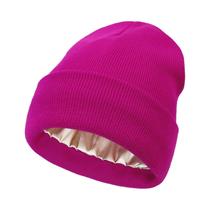 Gorro Unissex De Inverno Com Forro De Cetim, Forro De Seda, Quente, Com Punho, Estilo Slouchy, Touca