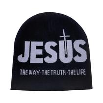 Gorro Unissex De Tricô Jacquard Com Alfabeto JESUS, Térmico Para Outono E Inverno, Beanie Para Uso
