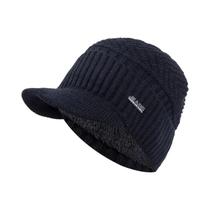 Gorro Unissex Quente De Inverno Com Forro De Pelúcia Macio E Grosso, Tricotado Com Aba Para Homens E