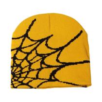 Gorro Unissex Quente De Tricô Com Design De Teia De Aranha, Estilo Y2K Gótico Hip-hop, Boné De Rua