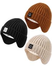 Gorros de bebê Alepo, pacote com 3 chapéus de inverno com protetores de ouvido para crianças