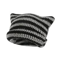 Gorros De Inverno Para Mulheres Com Orelhas De Gato Listradas, Estilo Coreano Punk Gótico Y2K,