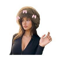 Gorros Femininos Quentes E Peludos Estilo Coreano Cor Sólida Outono Inverno Gorros Mongóis Espessos
