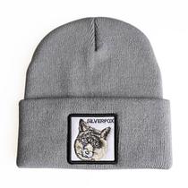 Gorros quentes de inverno Silver Foxs, tricotados, desleixados, com algemas