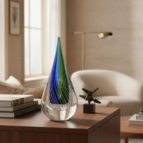 Gota Murano Azul Peça Grande Para Decoração Sala Com 28cm Gota Murano Azul Peça Grande Para Decoração Sala Com 28cm