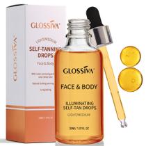 Gotas autobronzeadoras Glossiva Sunless Tan 30mL para rosto/corpo Gotas autobronzeadoras Glossiva Sunless Tan 30mL para rosto/corpo