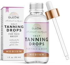 Gotas bronzeadoras GLEOW para rosto e corpo com camomila e chá verde