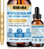 Gotas de líquido sublingual de vitamina B12 Biduka 10.000 mcg com D3