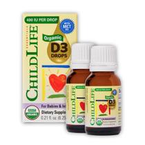 Gotas de vitamina D3 CHILDLIFE ESSENTIALS 400 UI 10 mL (pacote com 2)