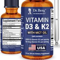 Gotas Líquidas de Vitamina D3 K2 Dr. Berg 30 ml 5000 UI con Aceite MCT