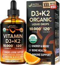 Gotas orgânicas de vitamina D3 K2 NutraHarmony 120ml 10000 UI