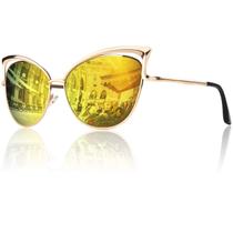 GQUEEN Gafas de Sol Polarizadas con Montura Metálica Grande en Forma de Ojo de Gato
