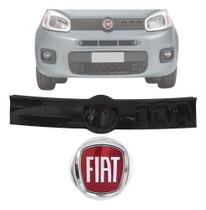 Grade Central + Emblema Fiat Uno Atractive 2015 2016 Black P