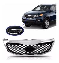 Grade Central Sorento 2011 2012 2013 Cromada Preta Friso Cromado Ambos Os Lados