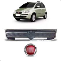 Grade Com Emblema para Fiat Idea 2005 A 2010 Moldura Cromado
