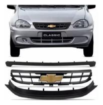 Grade Corsa Classic 2008 2009 2010 3 Peças Com Emblema Preta - Fosco