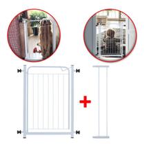 Grade de Segurança Proteção Portão Móvel Para Criança Bebê Cão com Extensor 10 cm Branca - Lcg Eletr
