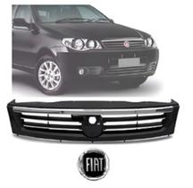 Grade Dianteira Palio Economy 2014 2015 2016 2017 Preto Friso Cromado Emblema Preto