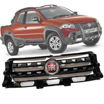 Grade Dianteira Superior Para-choque Fiat Palio e Strada Adventure 2009 2010 2011 2012 2013 com Emblema - Fiat / Autoplast