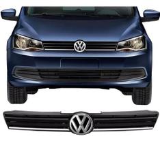 Grade Dianteira Volkswagen Gol Voyage Saveiro G6 Preto Friso Cromado Com Emblema 2013 2014 2015 2016