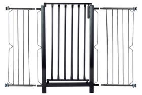 Grade e portão para cachorro bebê pet, vãos de 111cm a 115cm - Preto