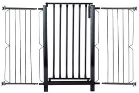 Grade e portão para cachorro bebê pet, vãos de 116cm a 120cm - Preto
