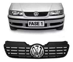 Grade Frontal Parachoque Gol Saveiro Parati G3 Preta Fase 1 - Preta + Emblema VW Cromado Grade Frontal Parachoque Gol Saveiro Parati G3 Preta Fase 1 - Preta + Emblema VW Cromado