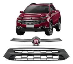 Grade Inferior E Friso Superior Frontal Fiat Toro 2016-2021 Preta Texturizada Friso Cromado Grade Inferior E Friso Superior Frontal Fiat Toro 2016-2021 Preta Texturizada Friso Cromado