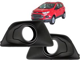 Grade Moldura Parachoque Milha Ecosport 2013 14 15 16 Com Furo Preta Ford Par 2 peças