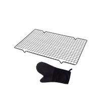 Grade para Resfriar Paes Bolos e Luva Silicone Preta 2un Grade para Resfriar Paes Bolos e Luva Silicone Preta 2un