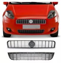 Grade Parachoque Radiador E Inferior Punto 2007 A 2012 Prata