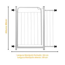 Grade Portão Aramado Porta Proteção Segurança Pets Crianças Com Extensor 15cm Branco