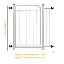Grade Portão Pet Proteção Portãozinho Cercado Cachorro Criança Cães Segurança Reforçado Com Extensor 10cm