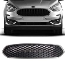 Grade Radiador Colmeia Moldura Cinza KA Hatch 2019 2020 2021