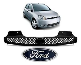 Grade Radiador Ford Fiesta Hatch Sedan 2002 03 04 05 06 2007 Preto Com Emblema