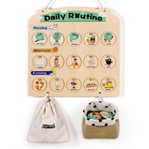 Gráfico de Cronograma Visual de Madeira (3-6 anos) com 80 Cartões de Atividades