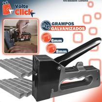 Grampeador Alta Pressão Tapeceiro Profissional Incluso 2000 Grampos 8mm 6mm Artesanato Grampeador Alta Pressão Tapeceiro Profissional Incluso 2000 Grampos 8mm 6mm Artesanato