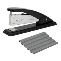 Grampeador De Mesa 25 Fls 20 Cm Metal Preto + Grampo 26/6