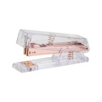 Grampeador de Mesa 30 Folhas Holic Fancy Rosé Luxuoso Moderno Transparente Tris Grampeador de Mesa 30 Folhas Holic Fancy Rosé Luxuoso Moderno Transparente Tris