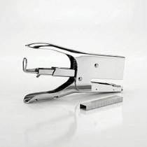 Grampeador De Mesa Metalico Reforçado Escritório Kit Com Grampos Resistente Papelaria