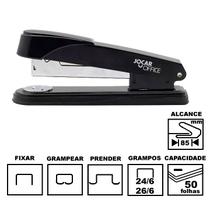 Grampeador Jocar Office 4681 Preto Metálico 16cm 26/6 24/6 E 23/8 Até 50 Folhas