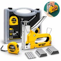 Grampeador Madeira Tapeceiro Profissional Com 500 Grampos FST081