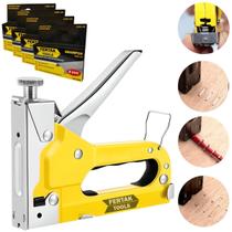 Grampeador Pinador Manual 3 Em 1 Pressão + 4000 Grampos 8Mm