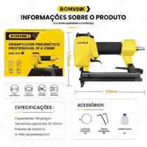 Grampeador Pneumático Profissional Pistola Grampo Tapeceiro - Bomvink Grampeador Pneumático Profissional Pistola Grampo Tapeceiro - Bomvink